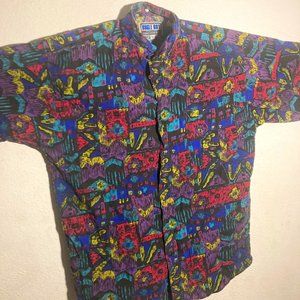 Bugle Boys Vintage 90's Abstract Graphic Polo Shirt